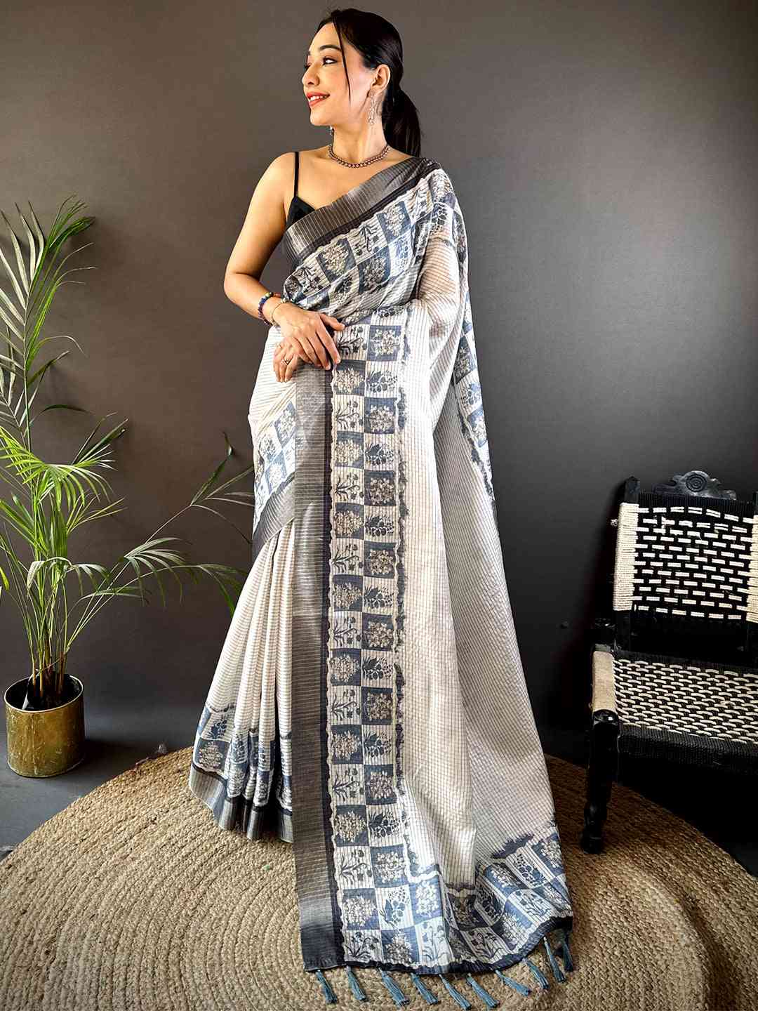 Radiant Dark Blue Soft Silk Digital Print Saree by My Store