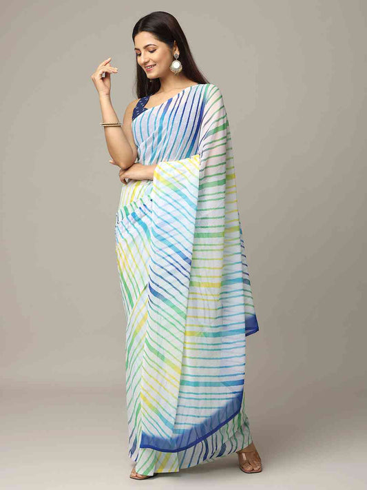 Leheriya Soft Georgette Digital Print Party Wear Saree by My Store