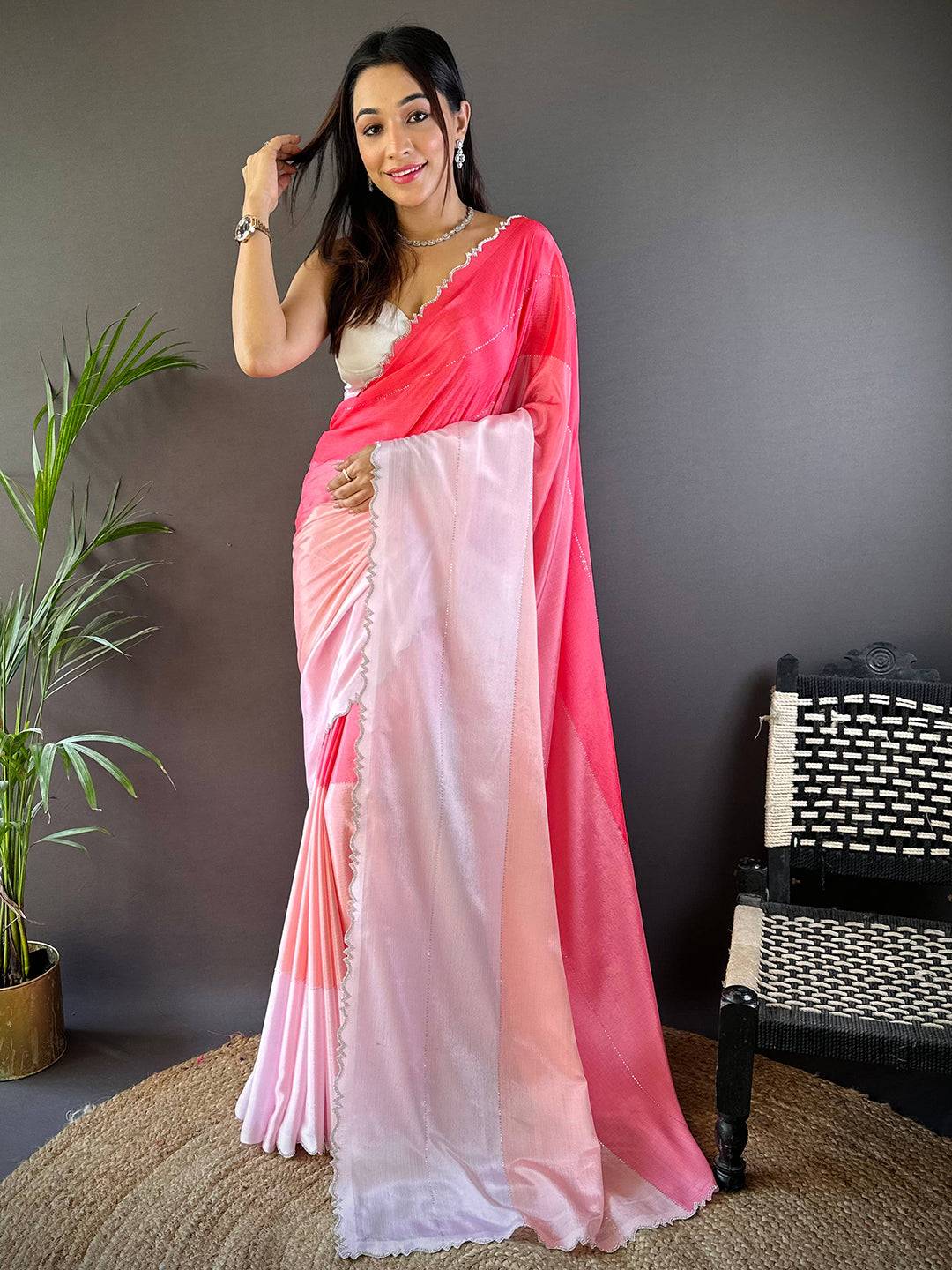 Radiant Chiffon Stonework Saree by My Store