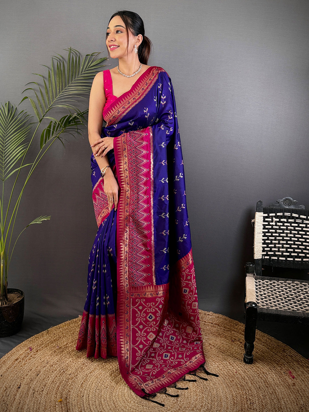 Regal Purple Soft Silk Ikkat Saree by My Store