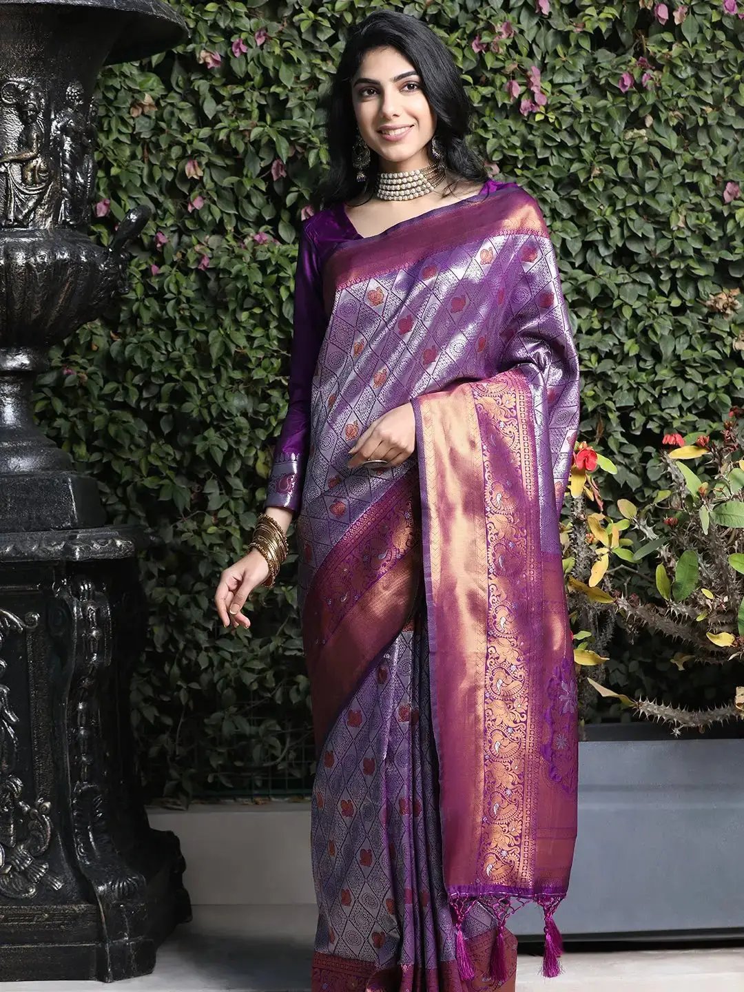 Kanjivaram Silk Saree With Zari Work by My Store