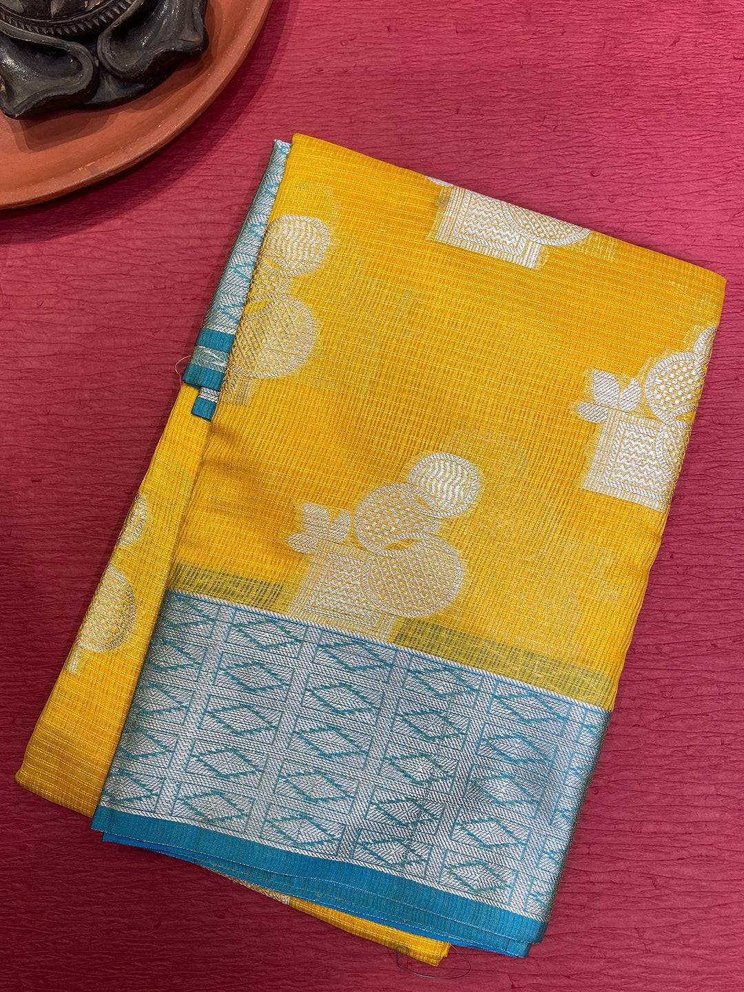 Sunshine Yellow Kota Kora Saree by My Store