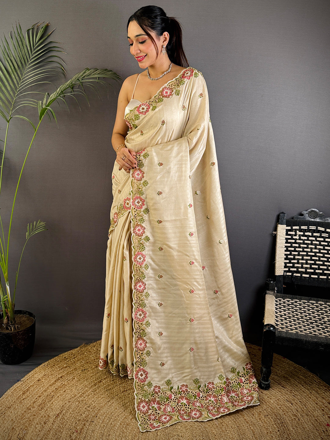 RoseAura Tussar Ghicha Saree by My Store