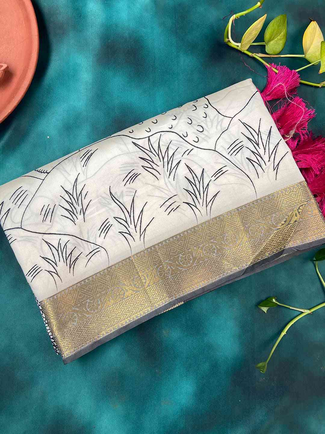 Stunning Kalamkari and Block Print Work Saree