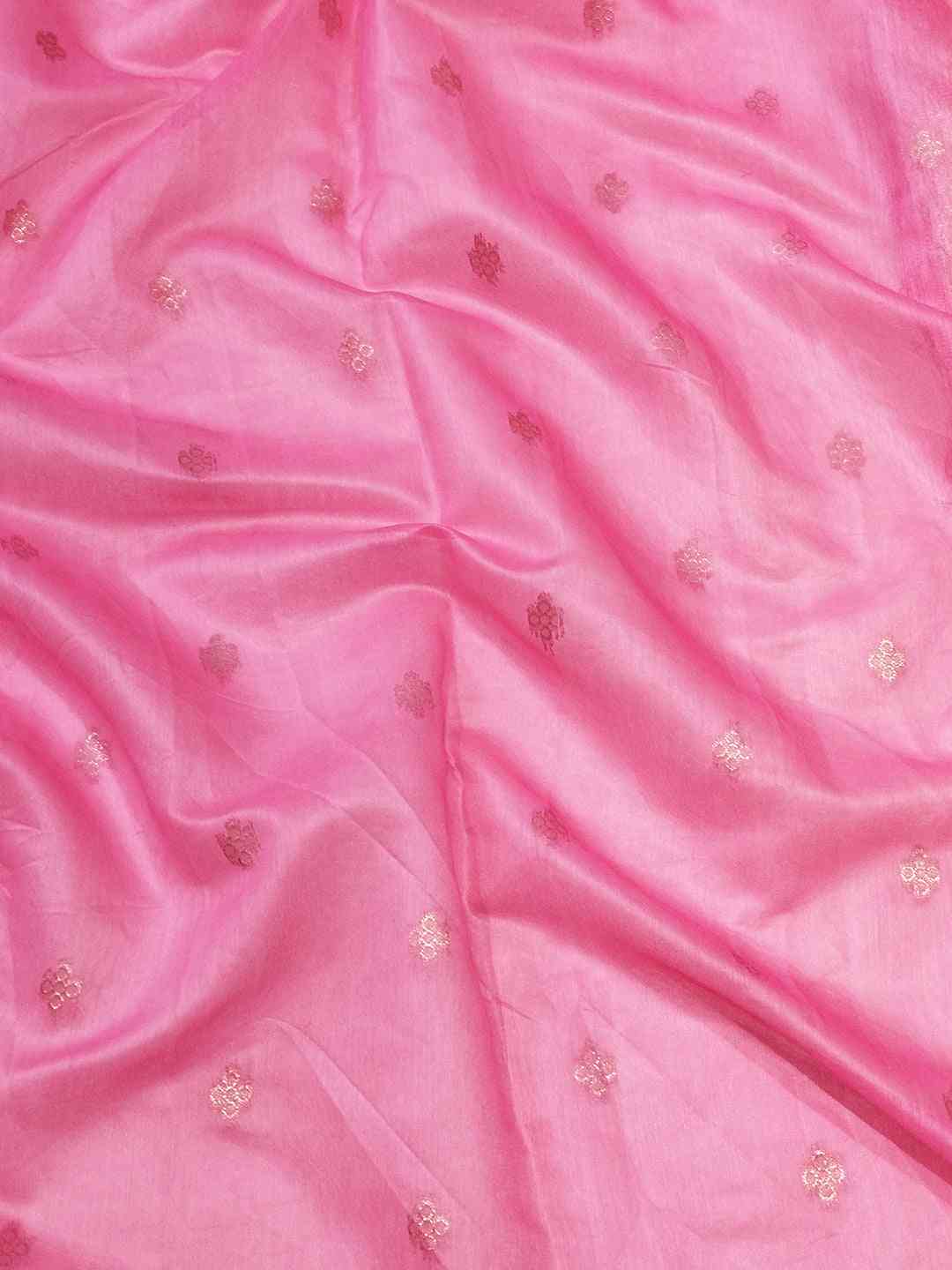 Beautiful Soft Slub Silk With Pure Zari And Lakhnavi Badla Weaving