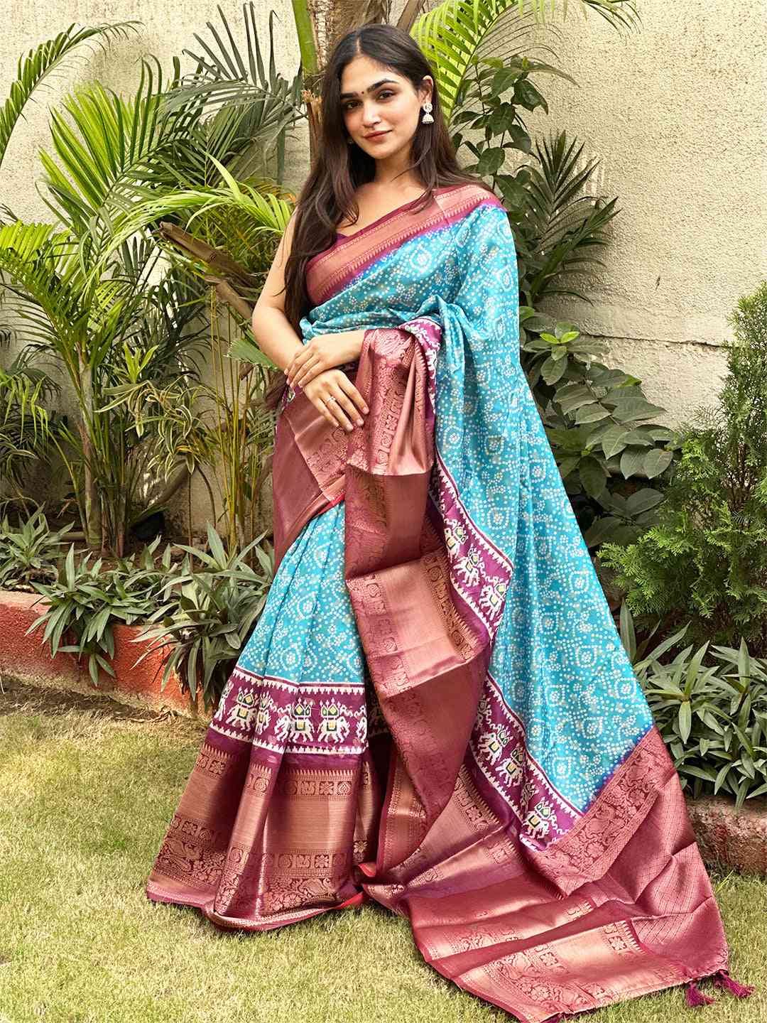 Soft Silk Bandhej Digital Printed Saree by My Store