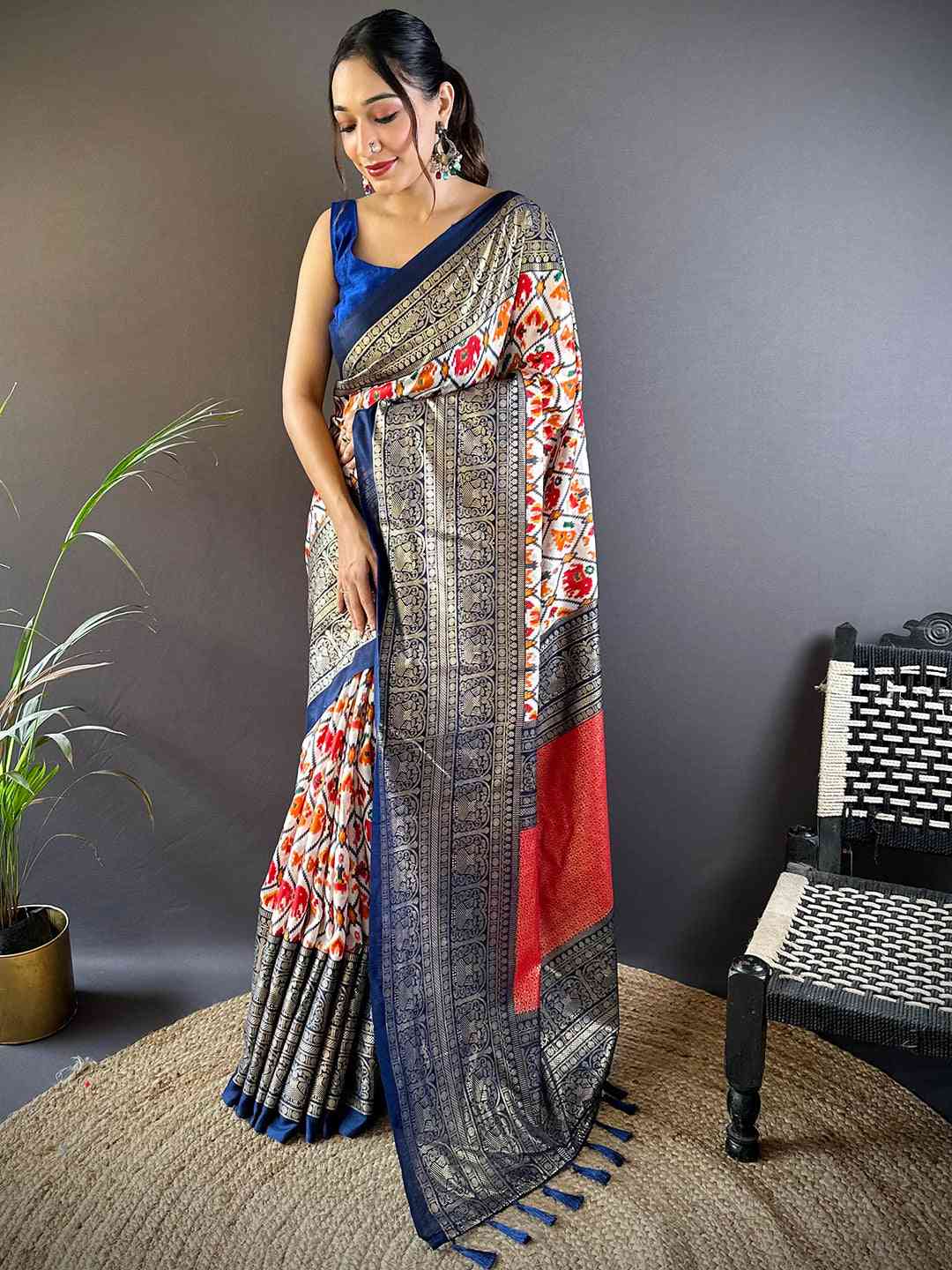 Design Soft Chanderi Silk Patola Design Festive Wear Saree by My Store