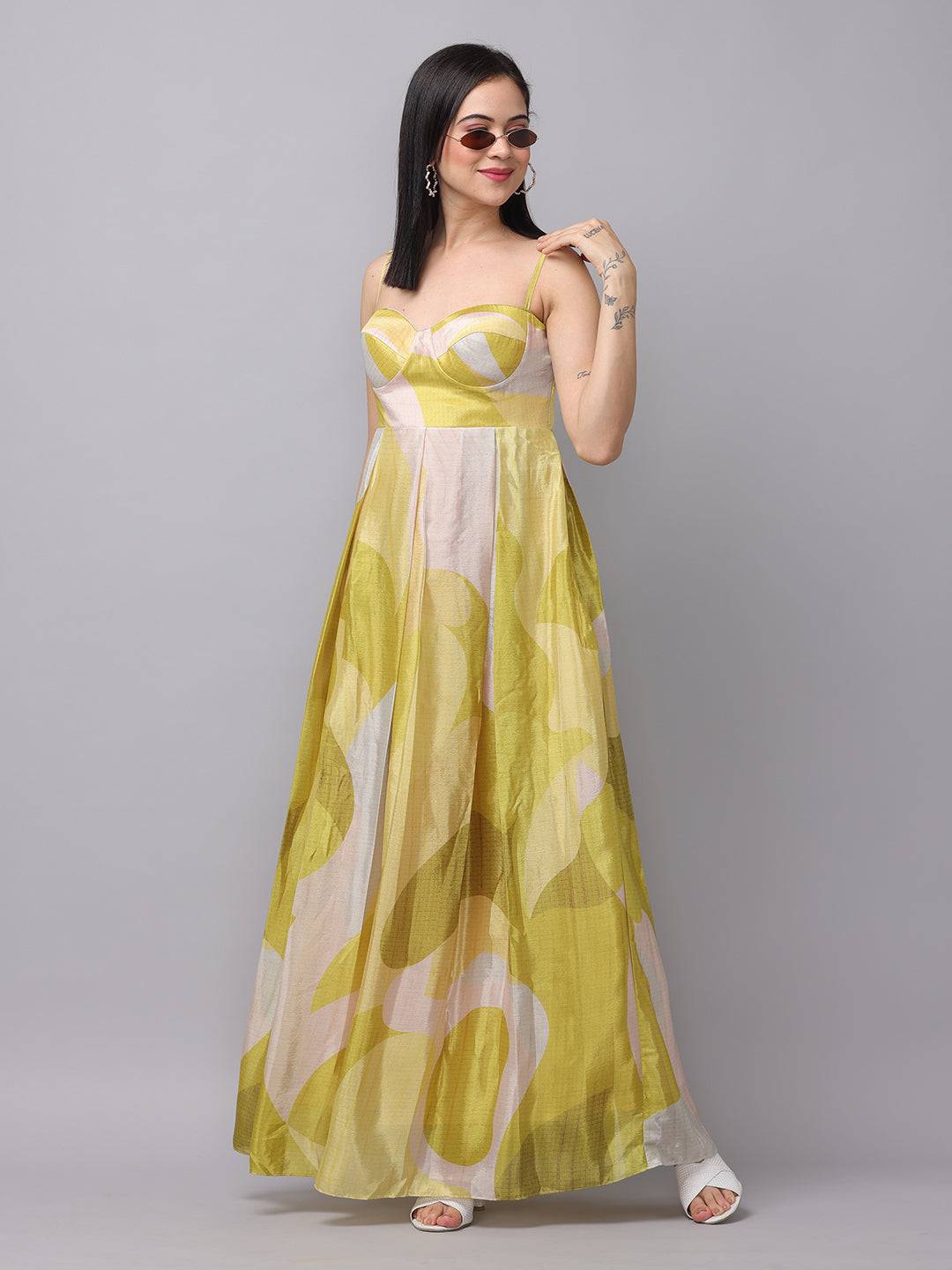 Spring Green Abstract Print Dress by My Store