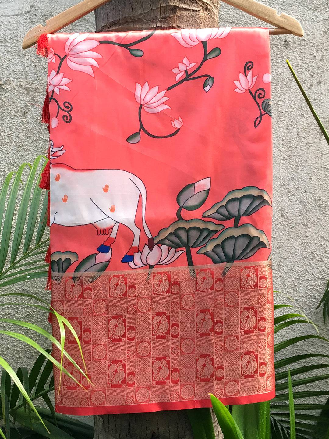 Silk Pichwai Digital Print Pink Saree by My Store