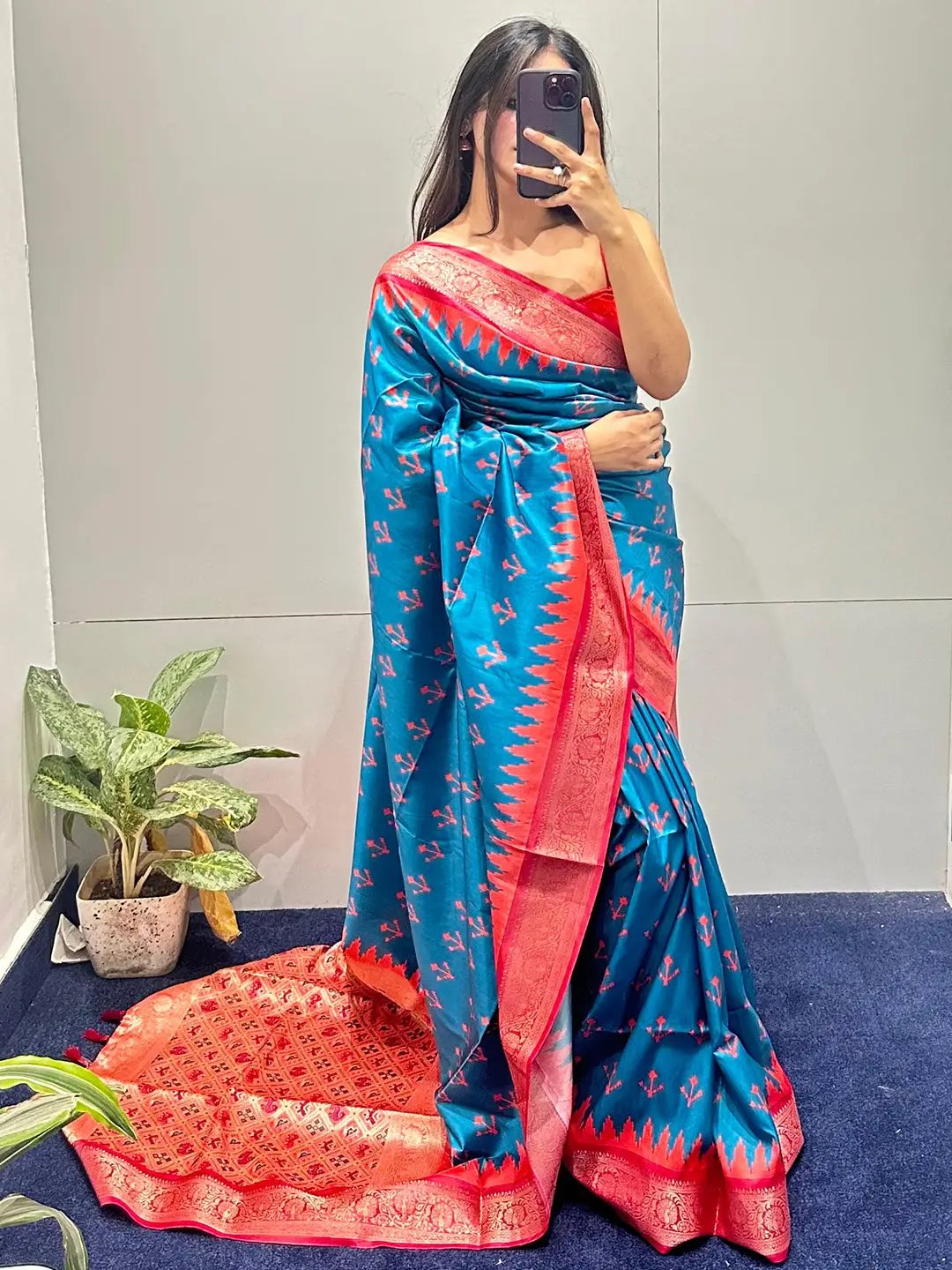 Blue Banarasi Silk Patola Pallu Saree