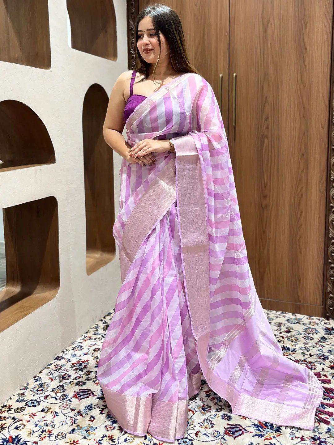 Soft Organza Leheriya Digital Print Party Wear Saree by My Store