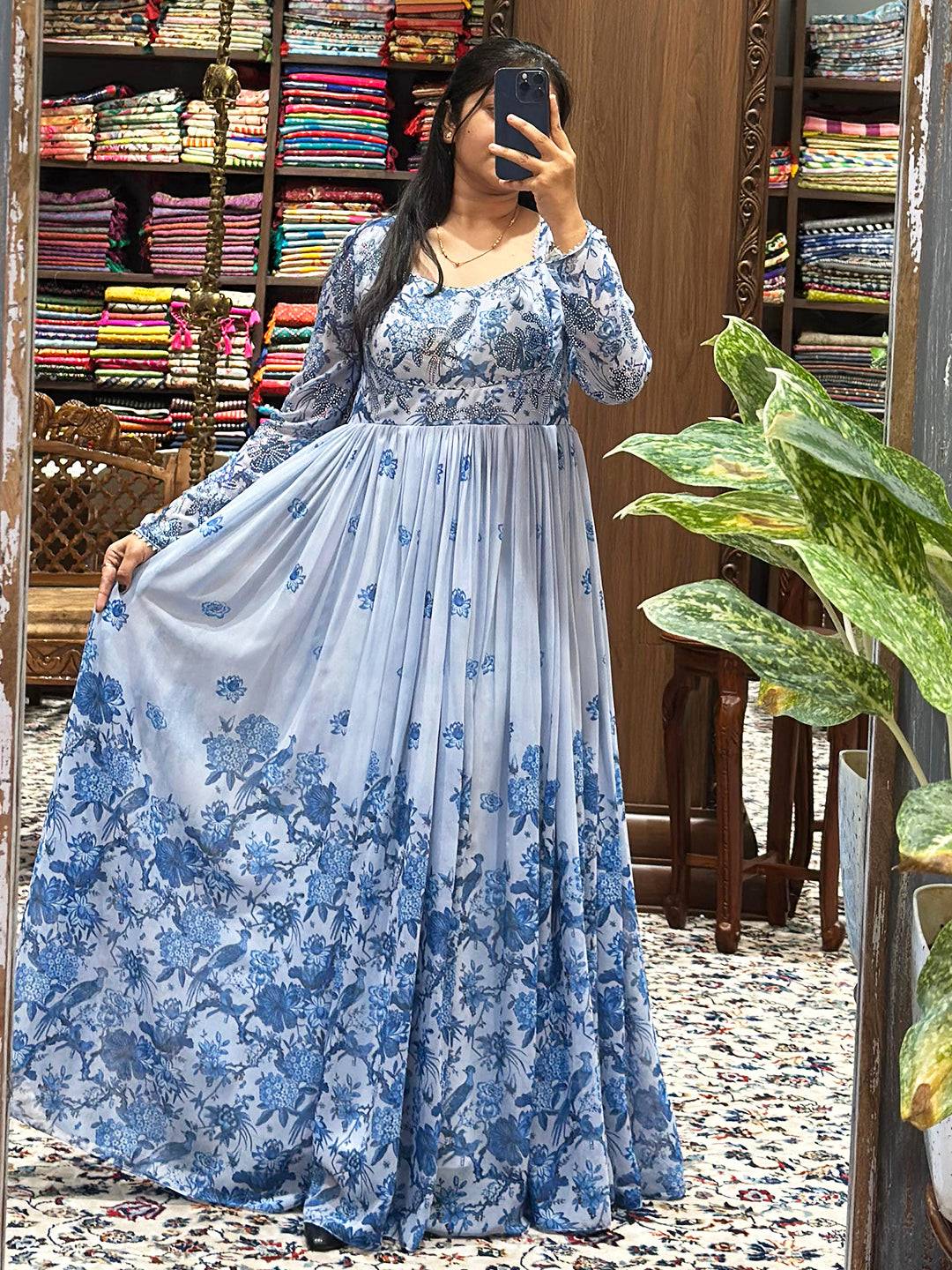 Serene Azure Blossom Party Dress by My Store