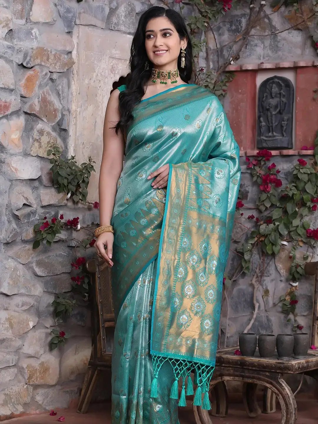 Kanjivaram Silk Saree With Zari Work by My Store