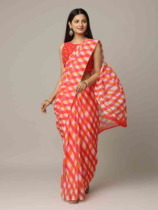 Leheriya Soft Georgette Digital Print Party Wear Saree by My Store