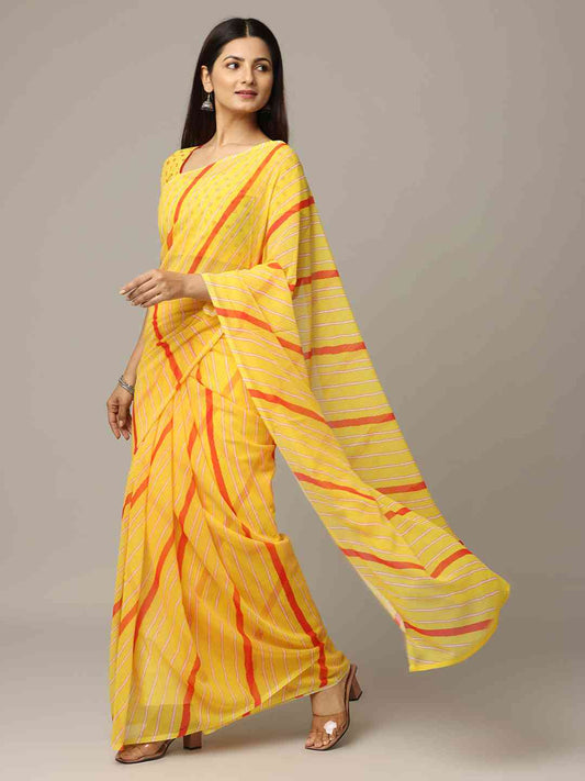 Leheriya Soft Georgette Digital Print Party Wear Saree by My Store