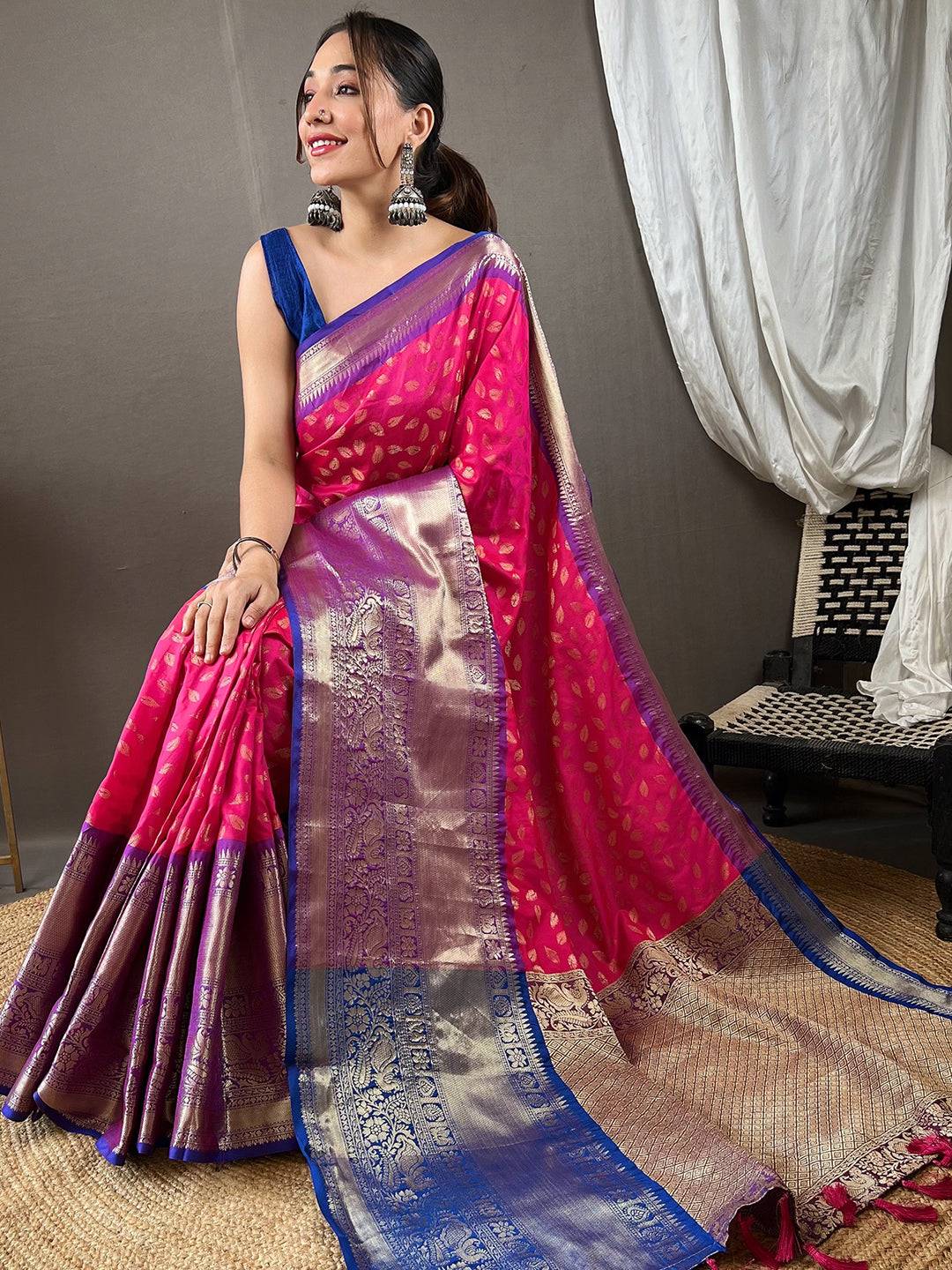 Trendy Banarasi Kanchi Zari Weaving Saree