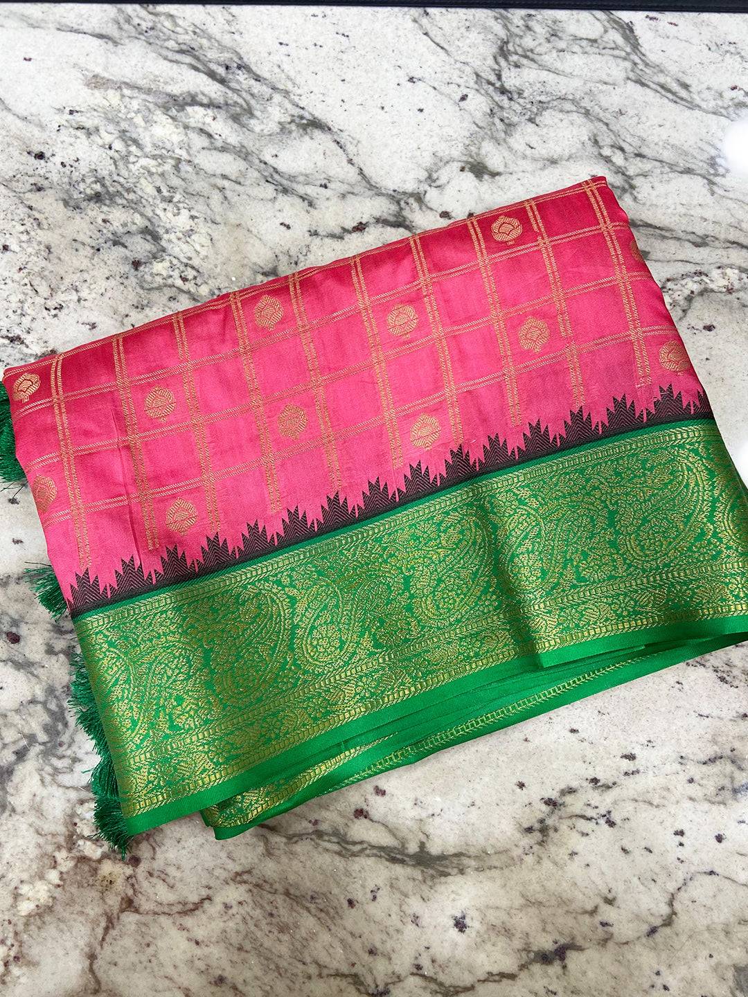 Blush Pink Kovai Banarasi Silk Saree by My Store