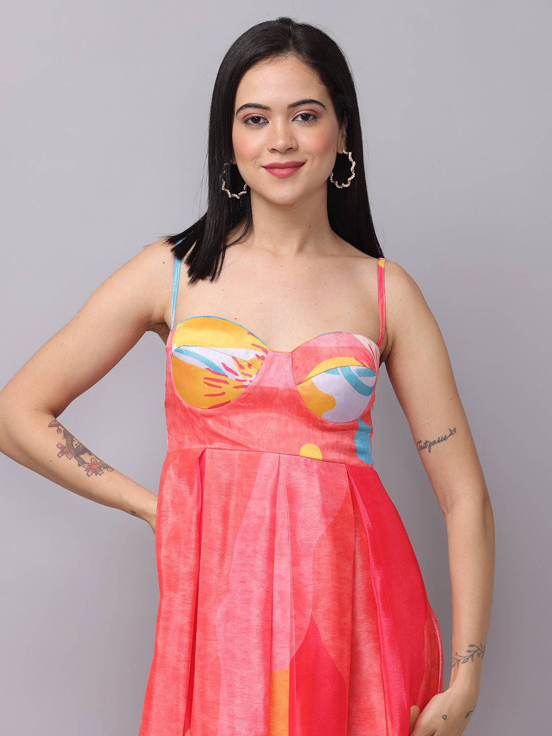 Rose Pink Sweetheart Neck Dress by My Store