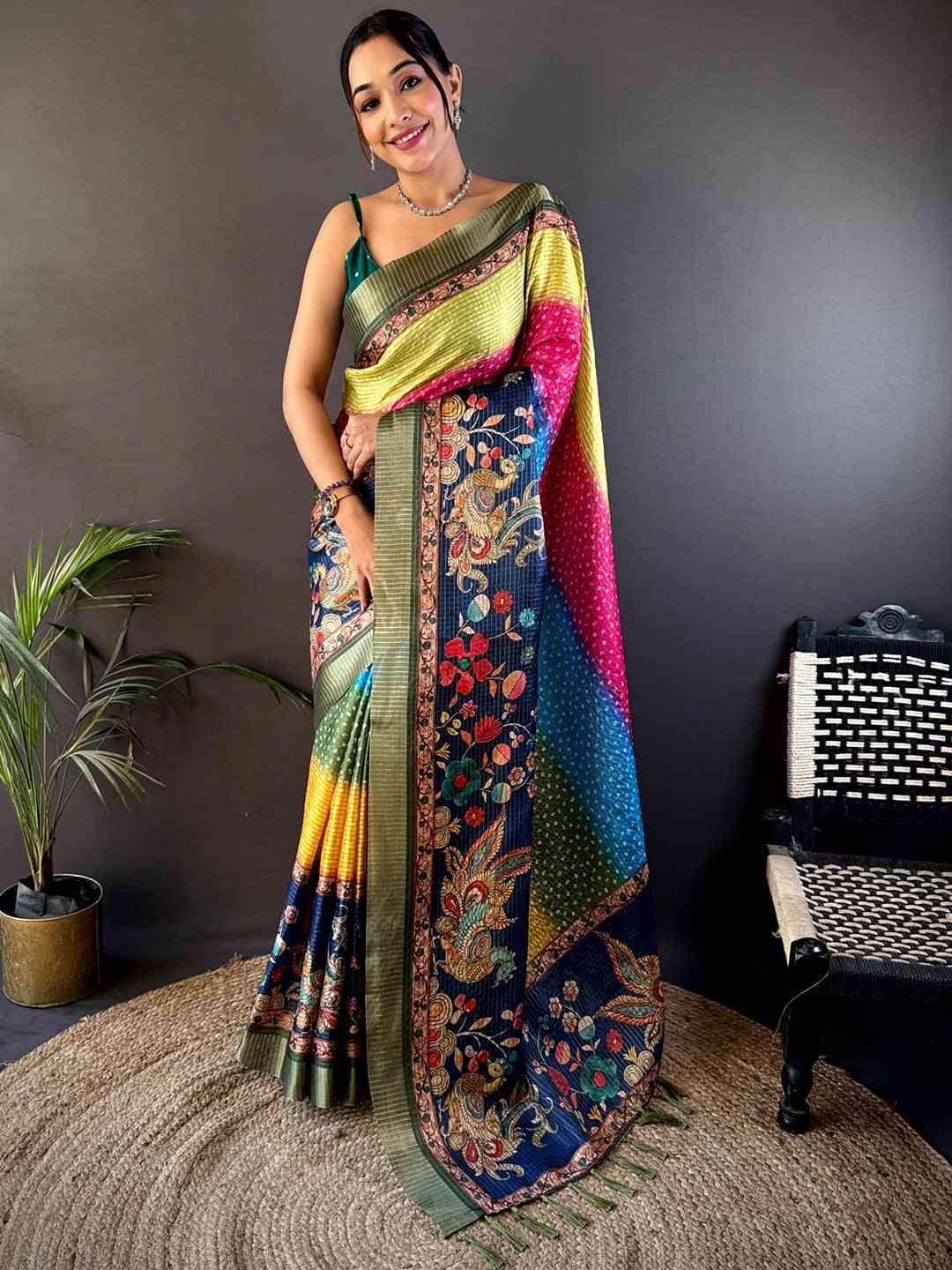 Allure Silk Blend Bandhani Print Saree