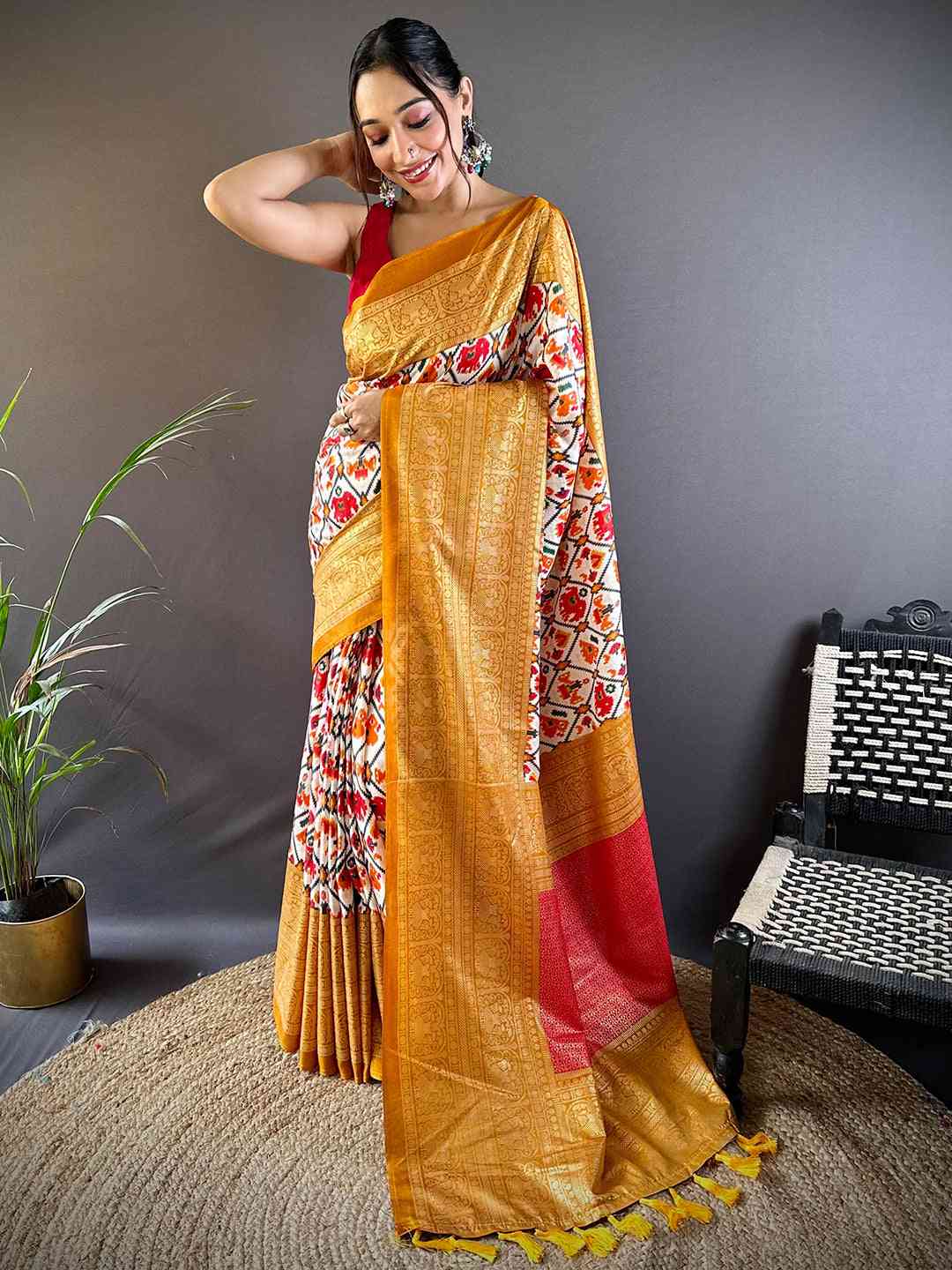 Design Soft Chanderi Silk Patola Design Festive Wear Saree by My Store