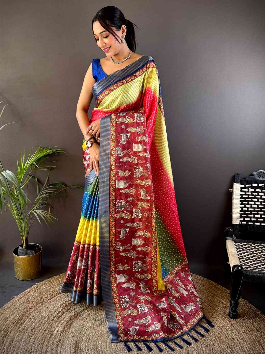 Graceful Silk Blend Bandhani Print Saree by My Store