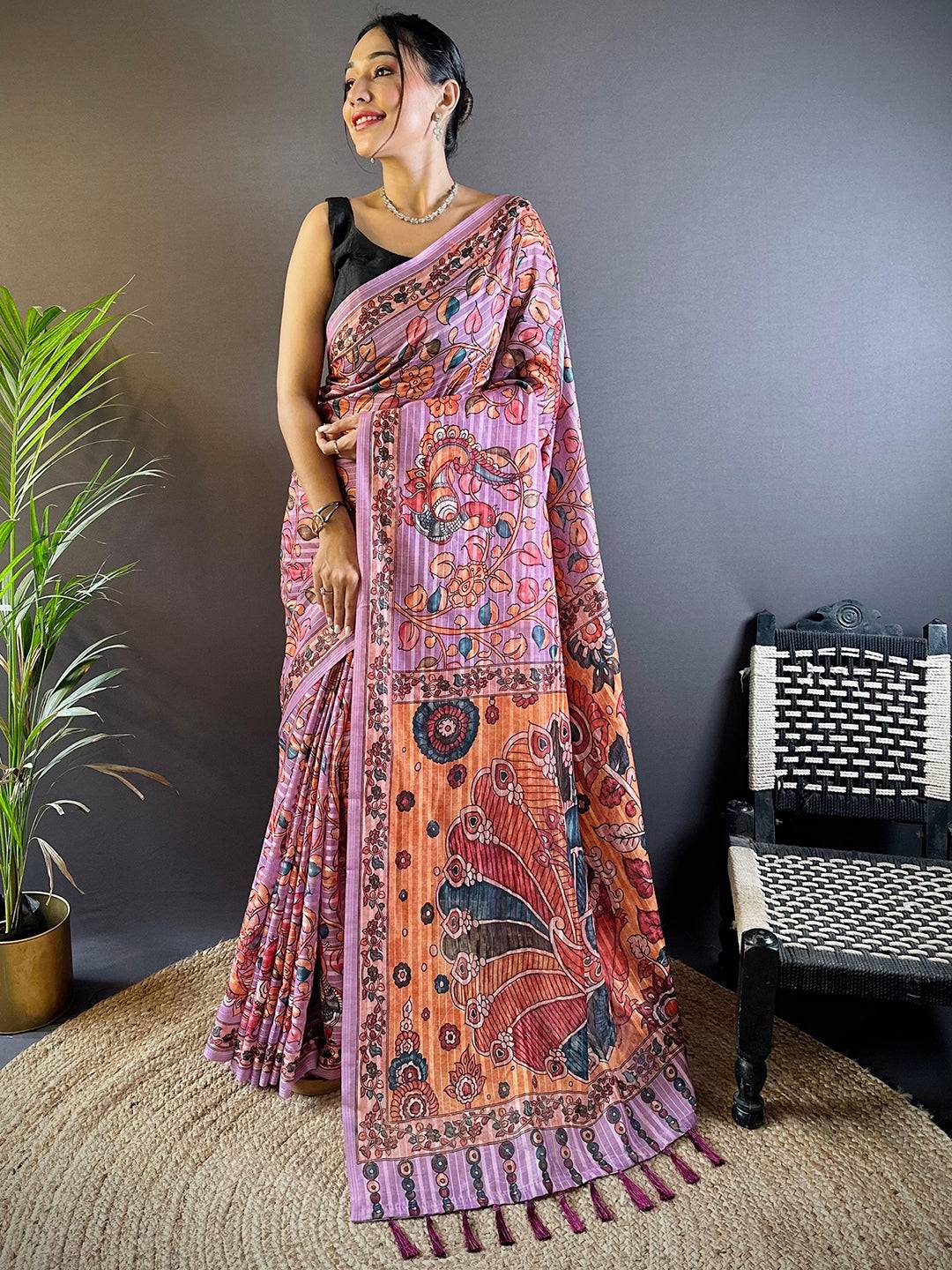 Blush Pink Kalamkari Saree by My Store