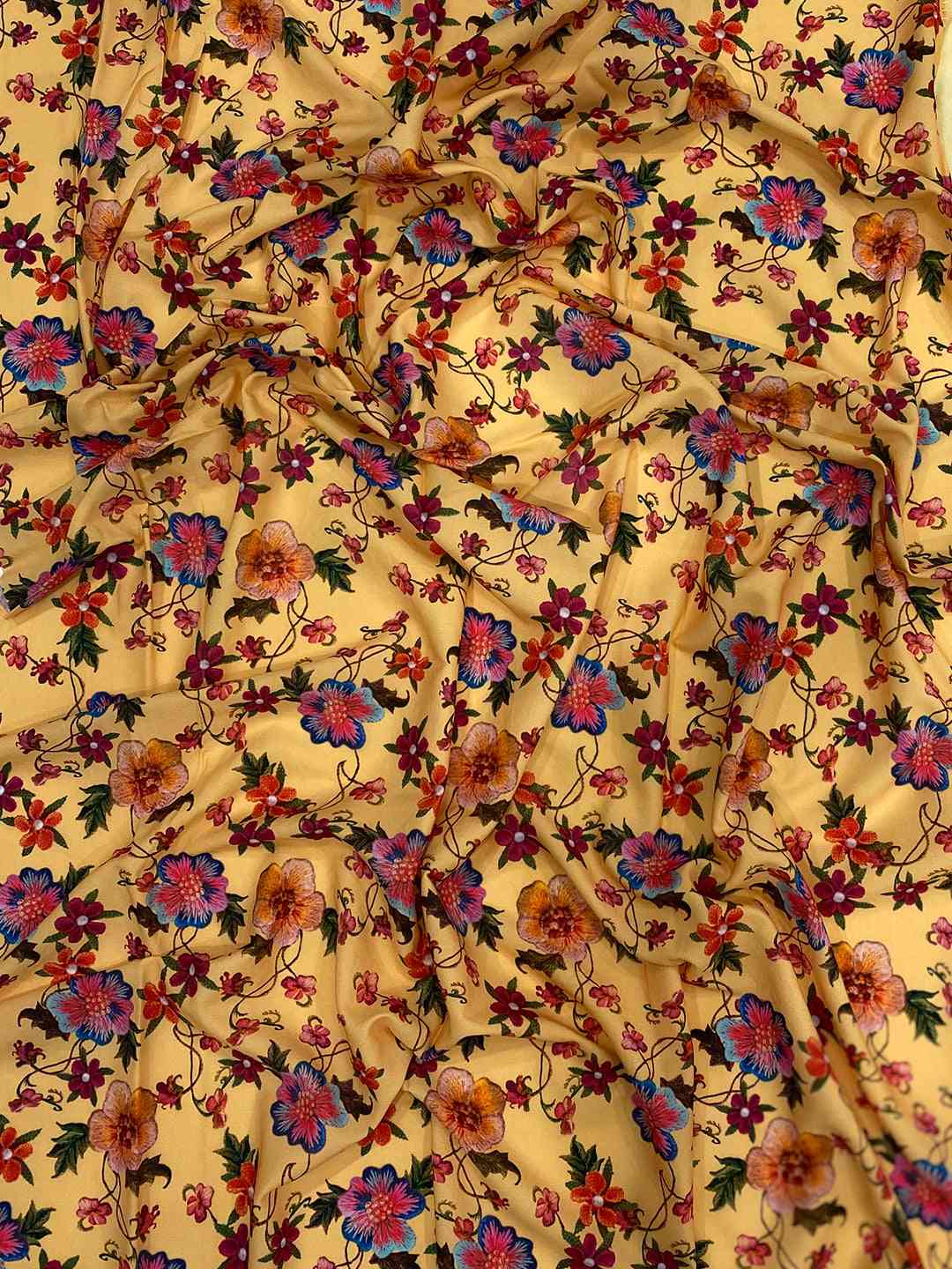 Soft Chiffon Satin Saree With Flower Embroidered Work by My Store