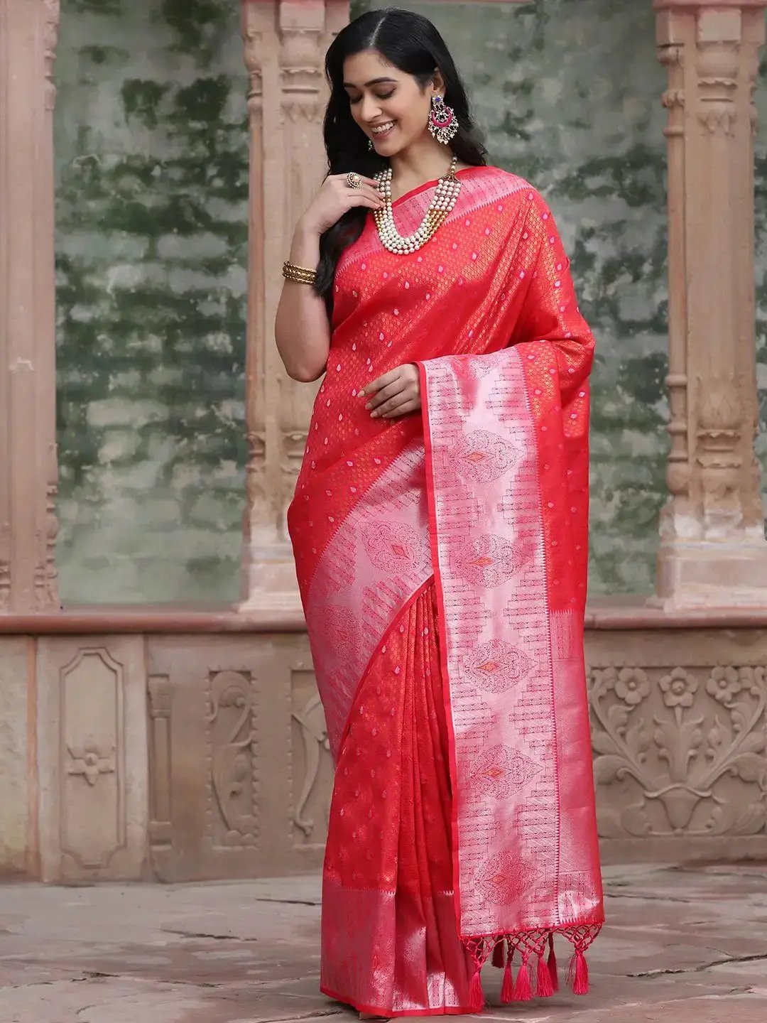 Kanjivaram Silk Saree With Zari Work by My Store