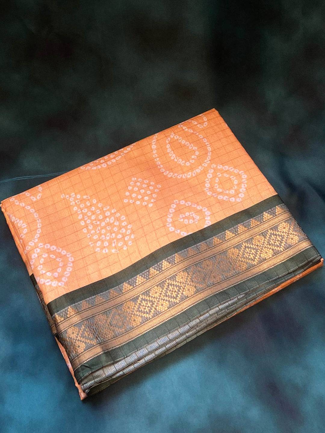 Soft Silk Orange Colour Bandhej Digital Print Saree by My Store