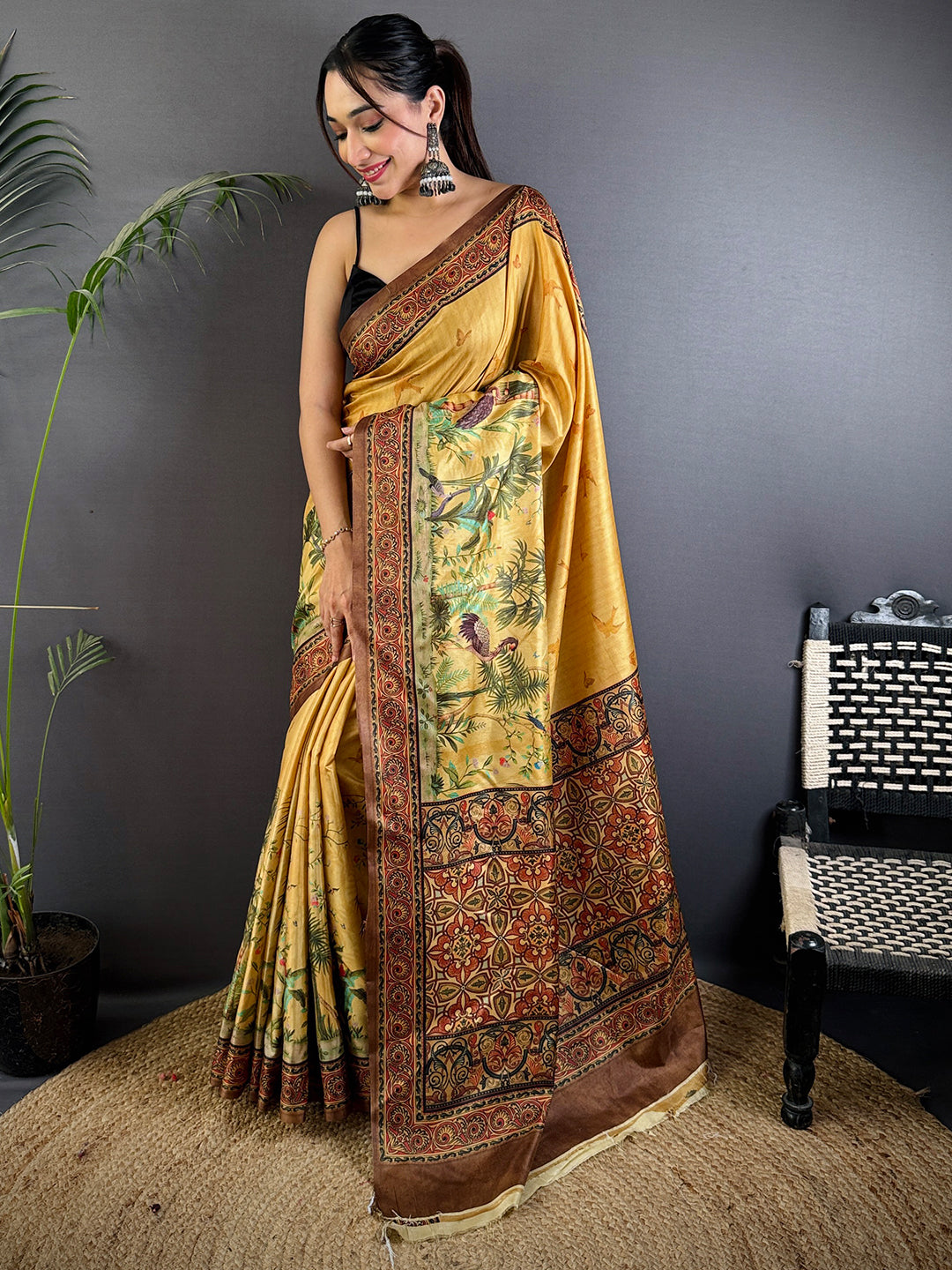 Heritage Soft Dola Silk Printed Saree by My Store
