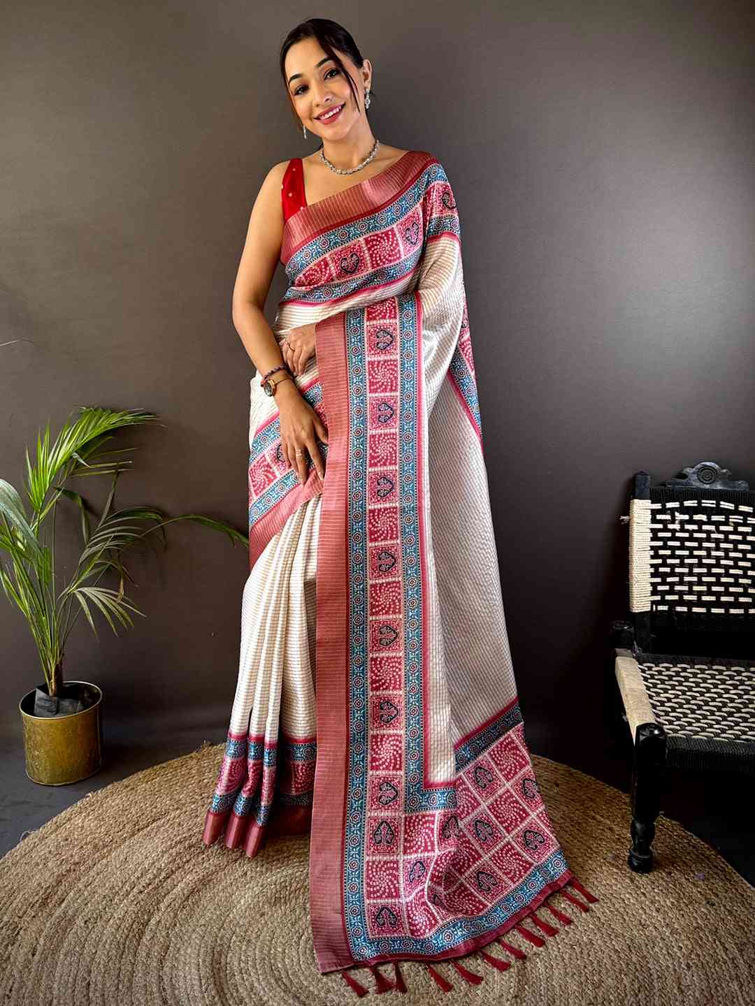 Graceful Black Soft Silk Chex Saree by My Store