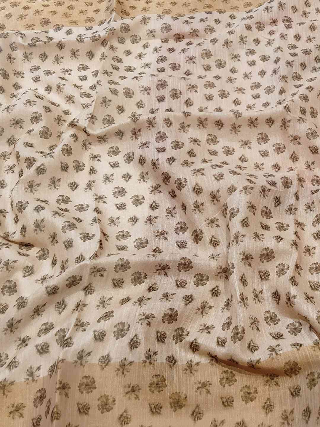 Floral Elegance Exclusive Pure Linen Saree by My Store
