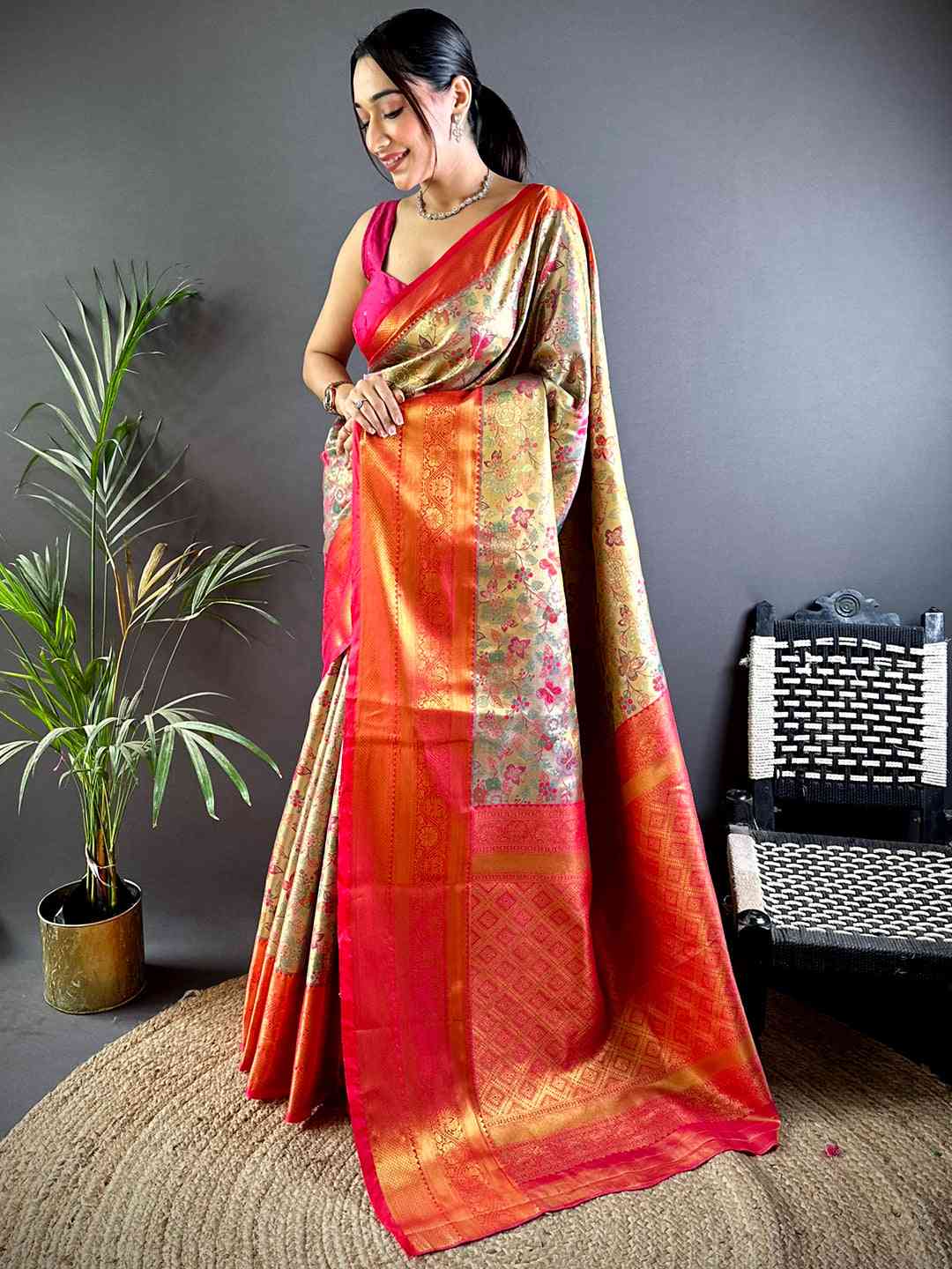 Rani Dharmavaram Butterfly Silk Saree by My Store