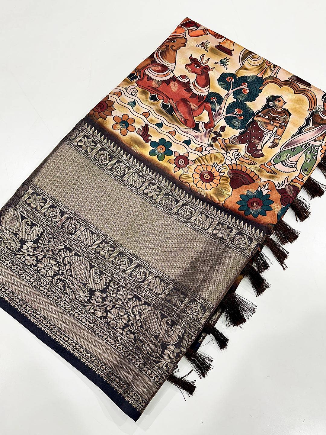 Heritage Bloom Kalamkari Silk Saree