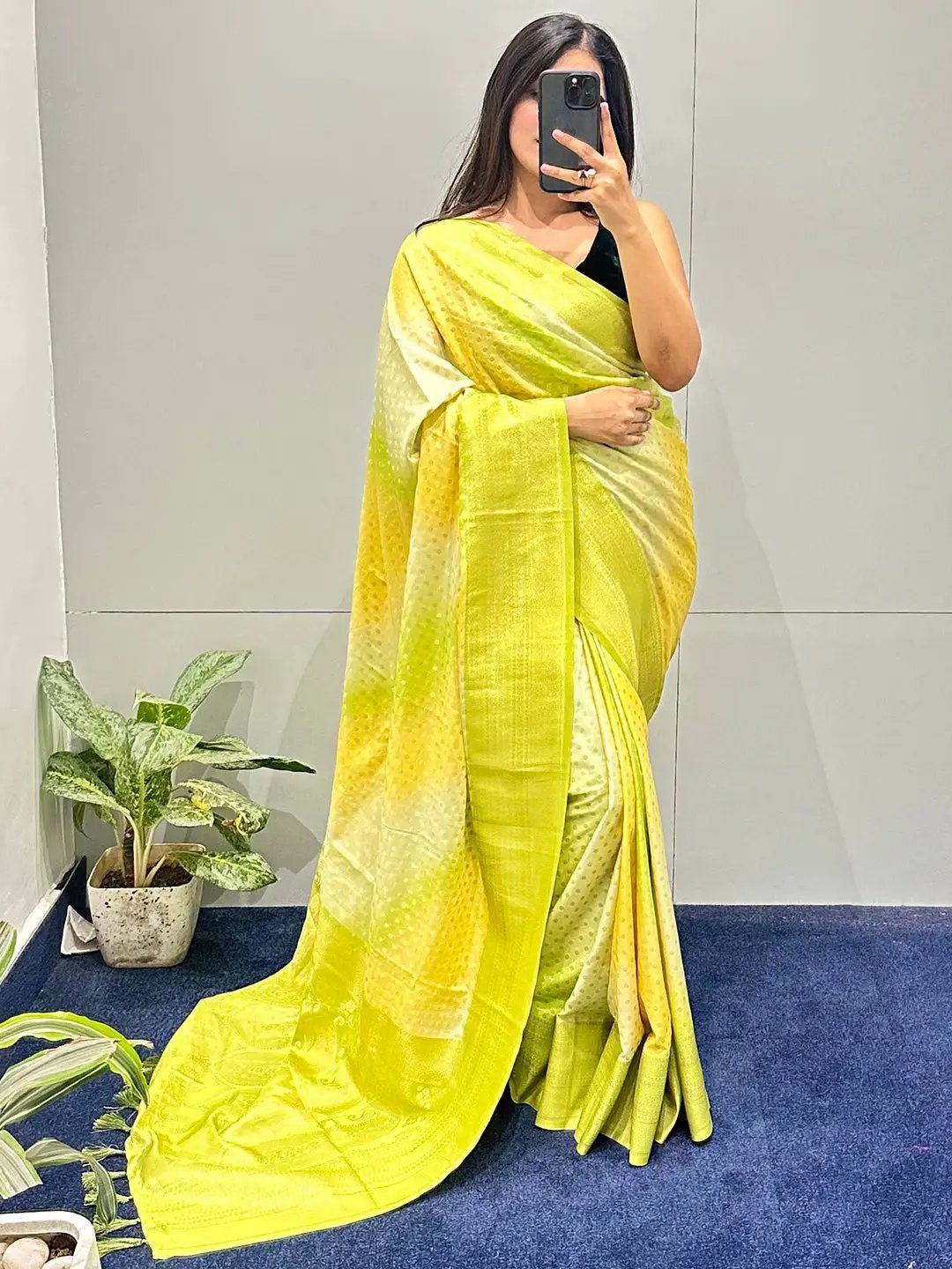Soft Silk Banarasi Ombre Print Party Wear Saree by My Store