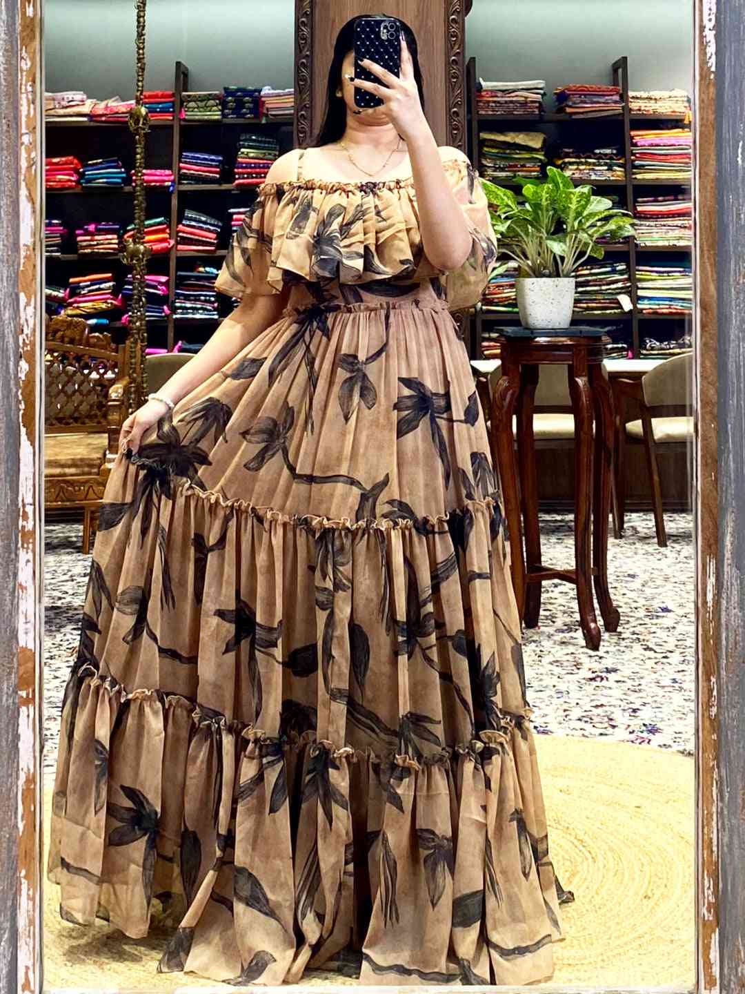 Botanical Off-Shoulder Ruffle Dress by My Store