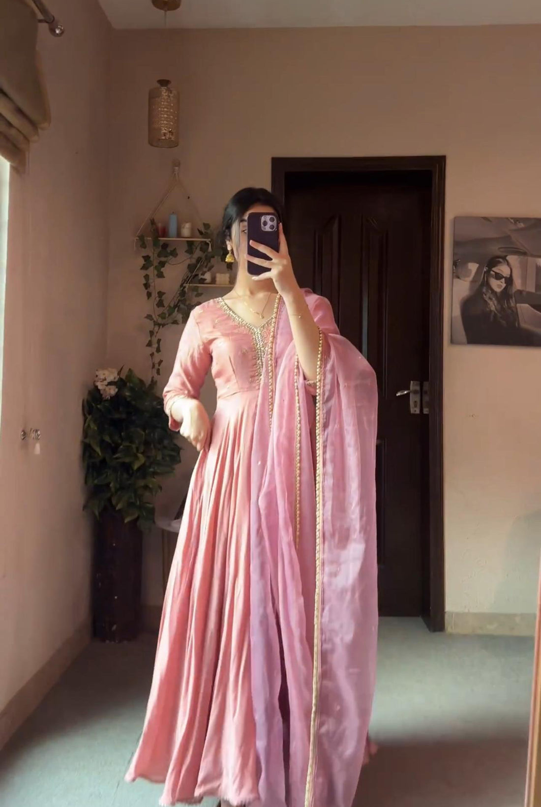 Designer Party Wear Peach Color Exclusive Gown by My Store
