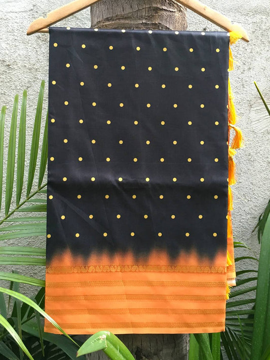 Pichwai Print Black Silk Saree by My Store