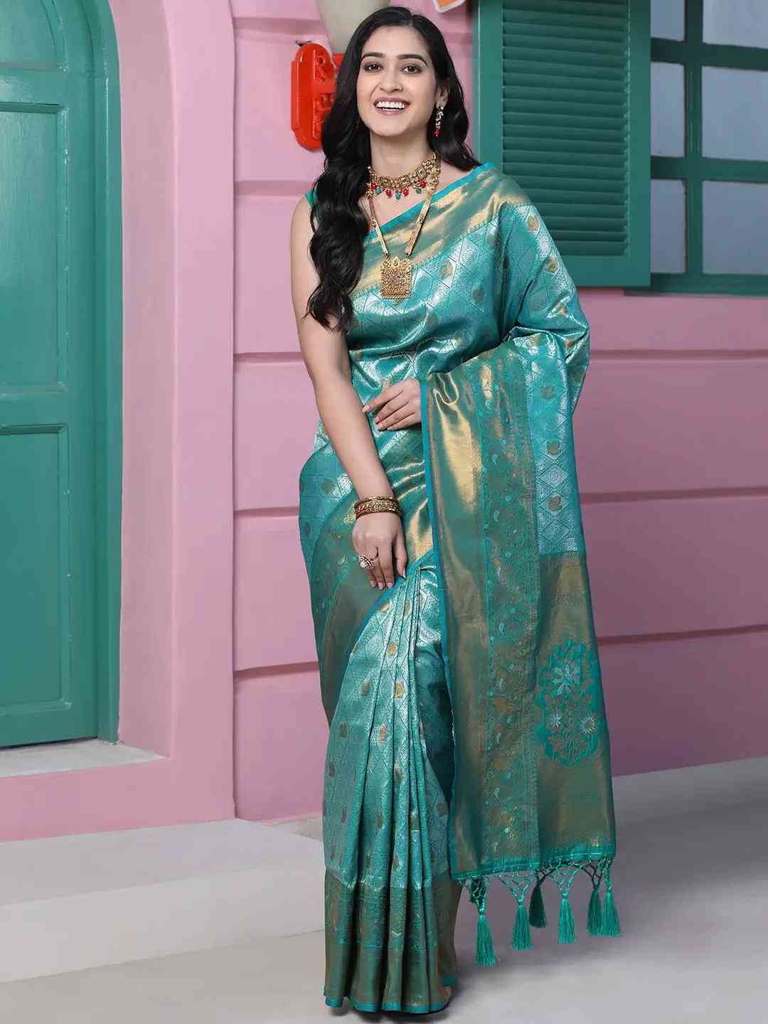 Kanjivaram Silk Saree With Zari Work by My Store