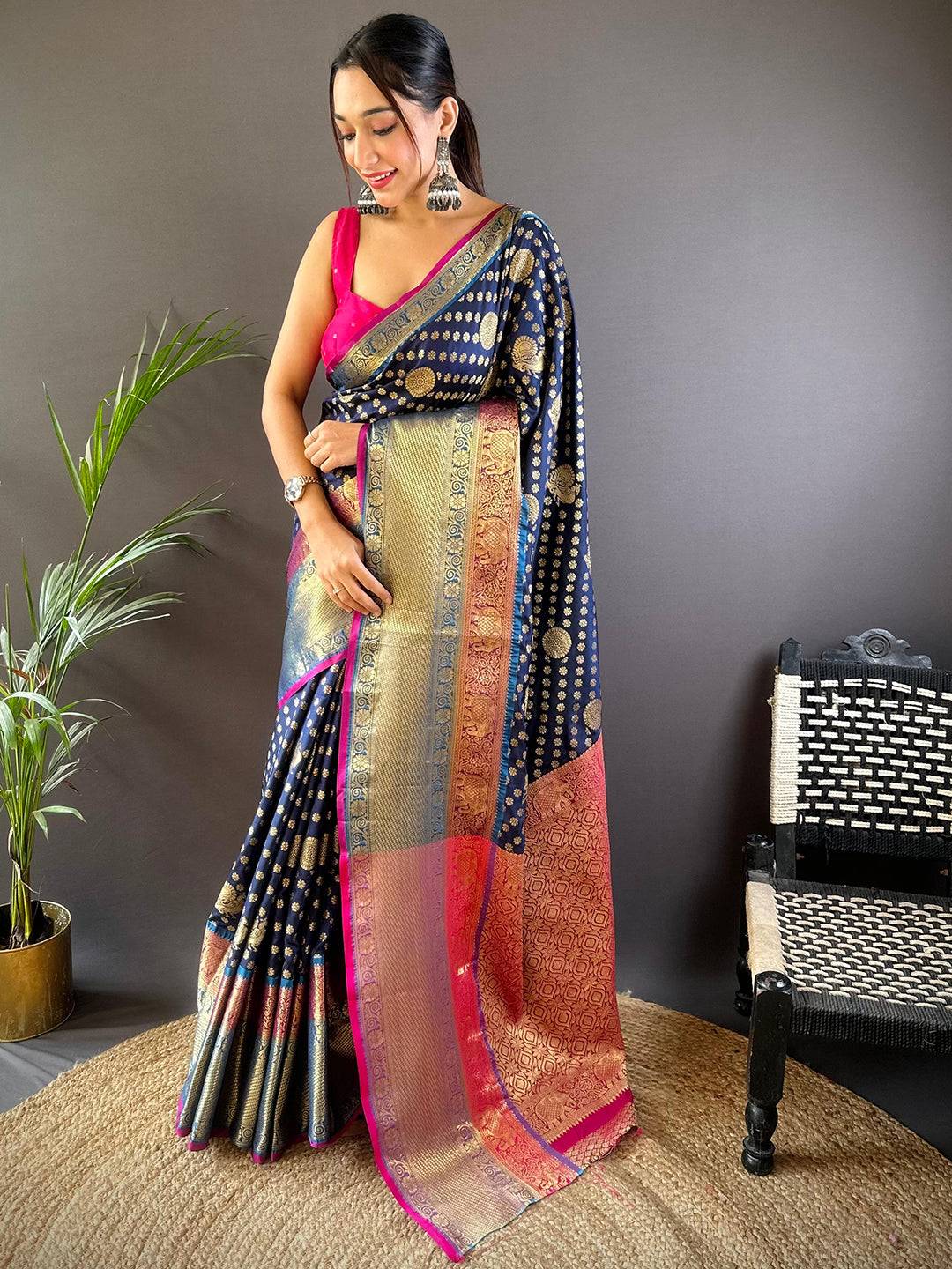 Regal Radiance Banarasi Polka Zari Saree by My Store