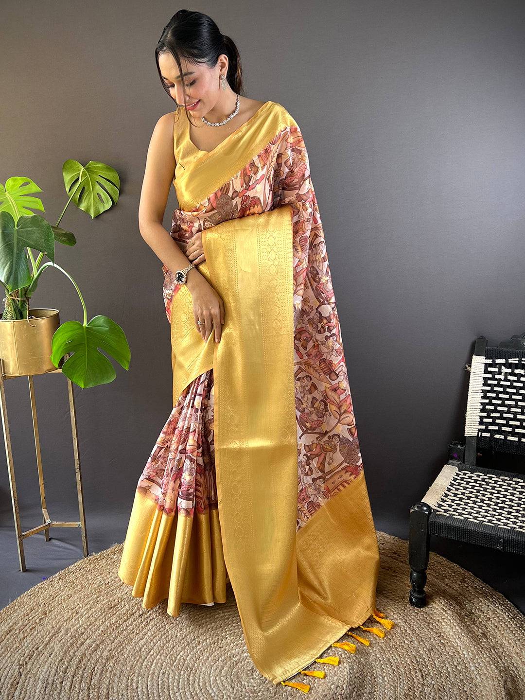 Golden Bloom Kota Doriya Saree by My Store