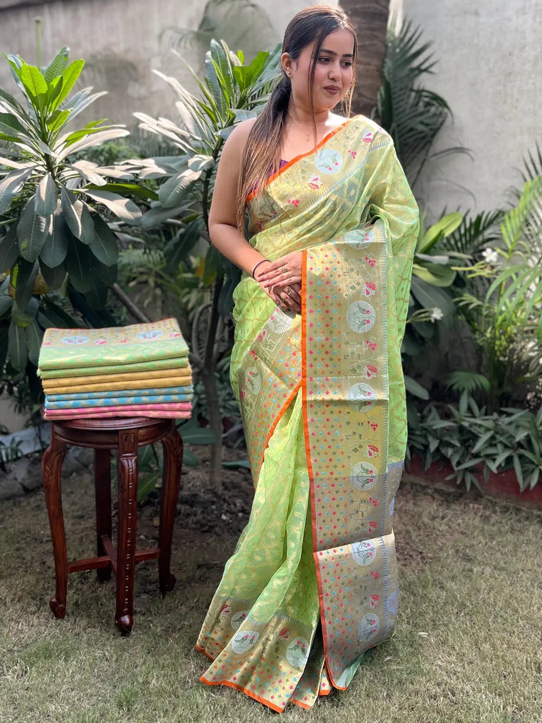 Stunning Kota Doria Soft Silk Minakari Patola Weaving Saree by My Store