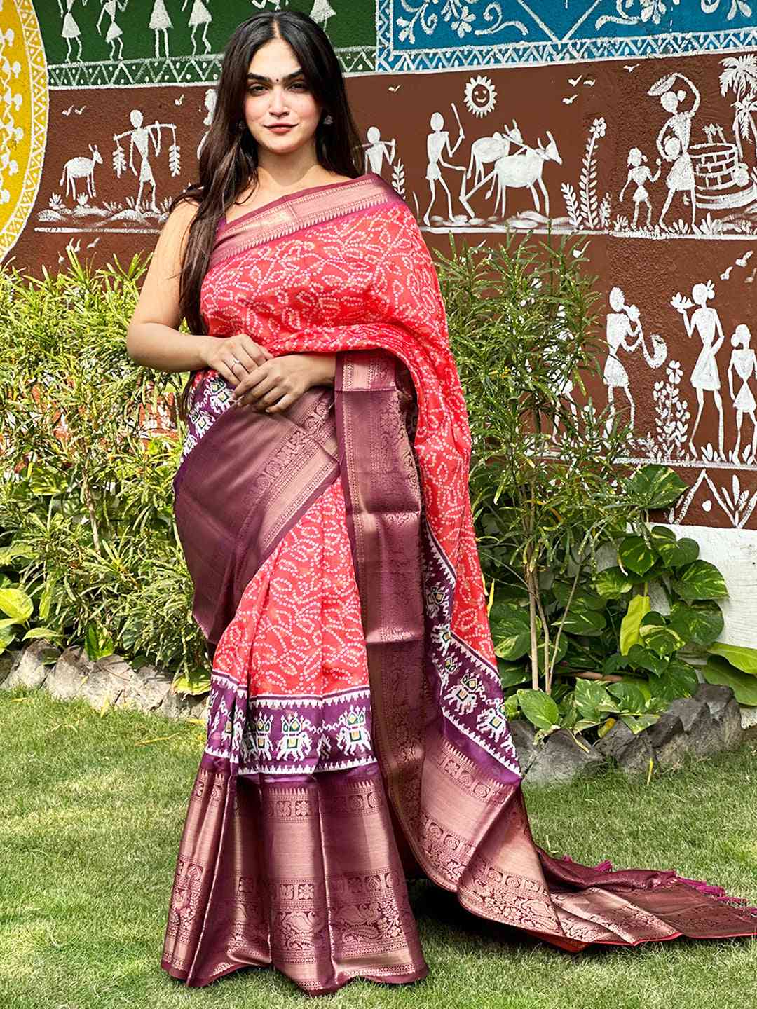 Soft Silk Bandhej Digital Printed Saree by My Store
