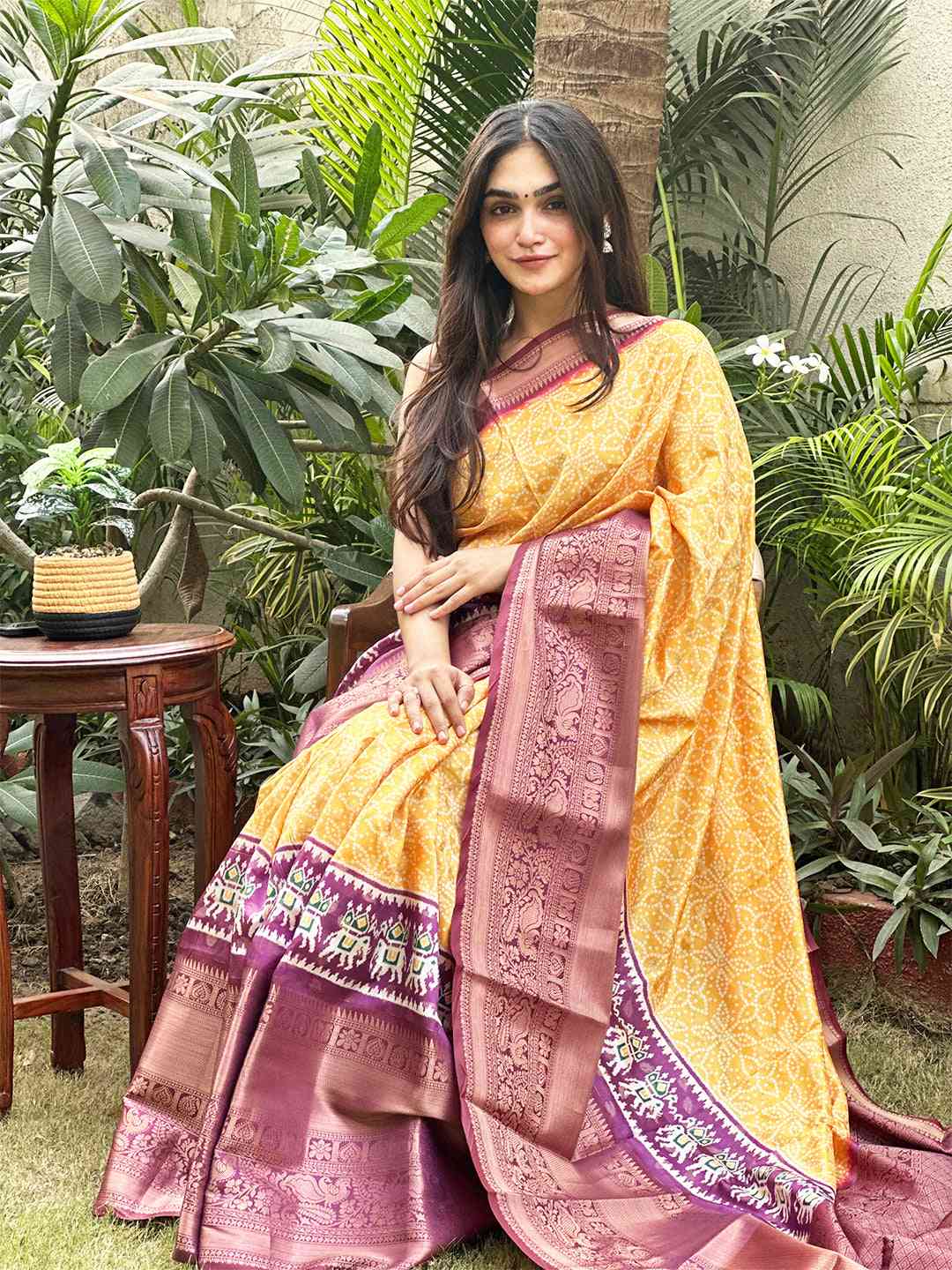 Soft Silk Bandhej Digital Printed Saree by My Store