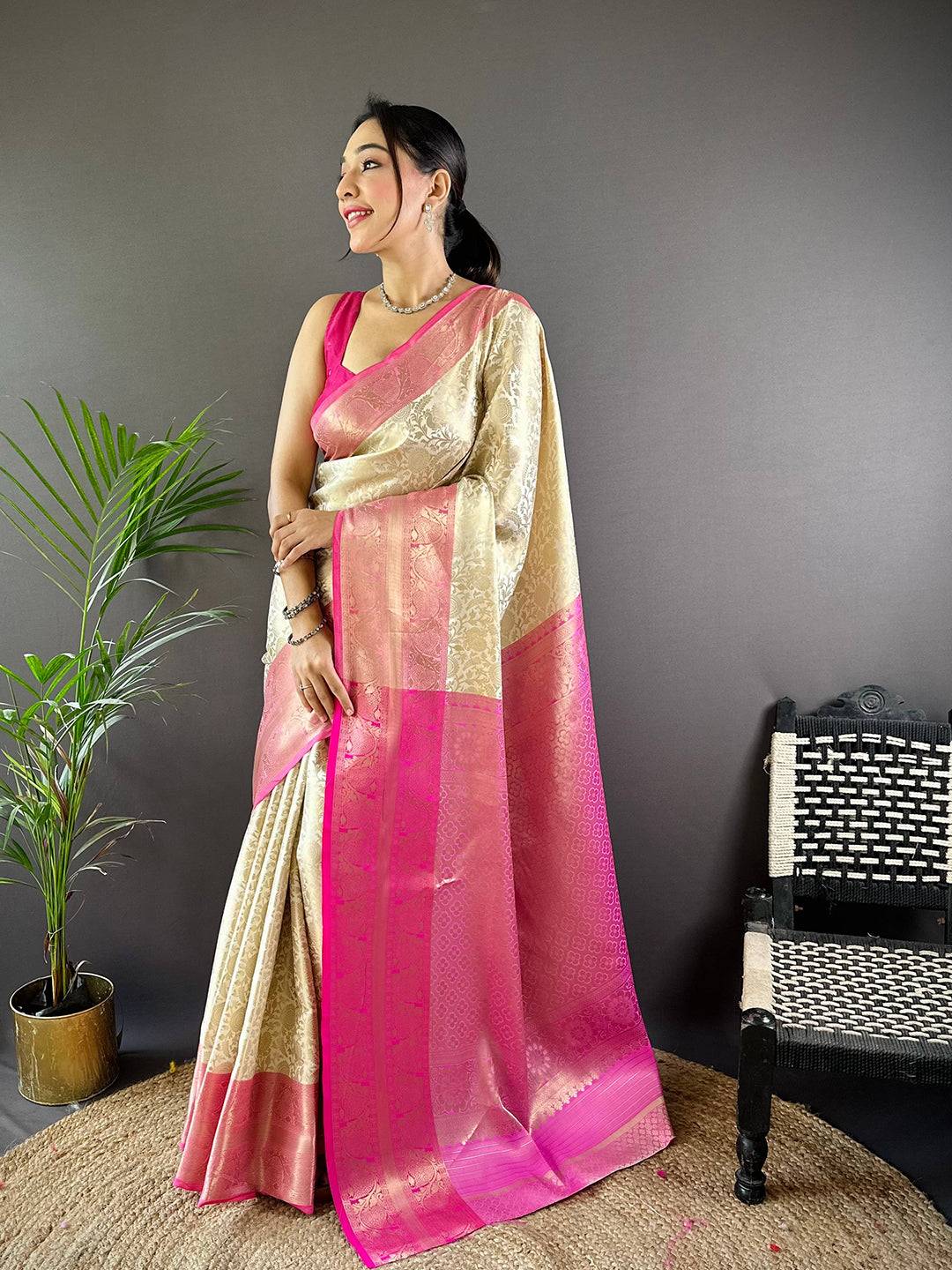 Royal Banarasi Kora Katan Silk Saree by My Store