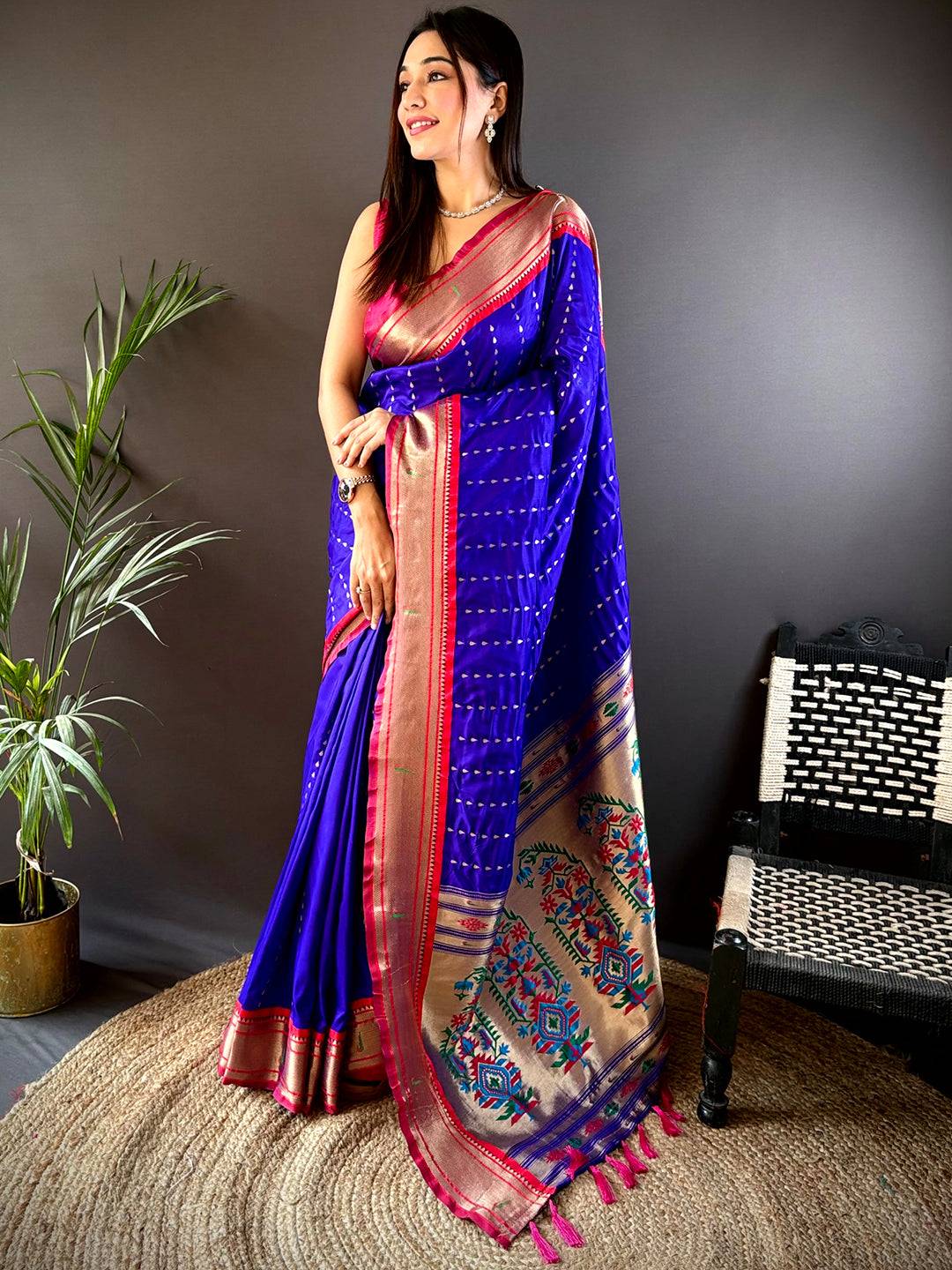 Purple Yeola Paithani Saree with Zari Weaving - Luxe by My Store