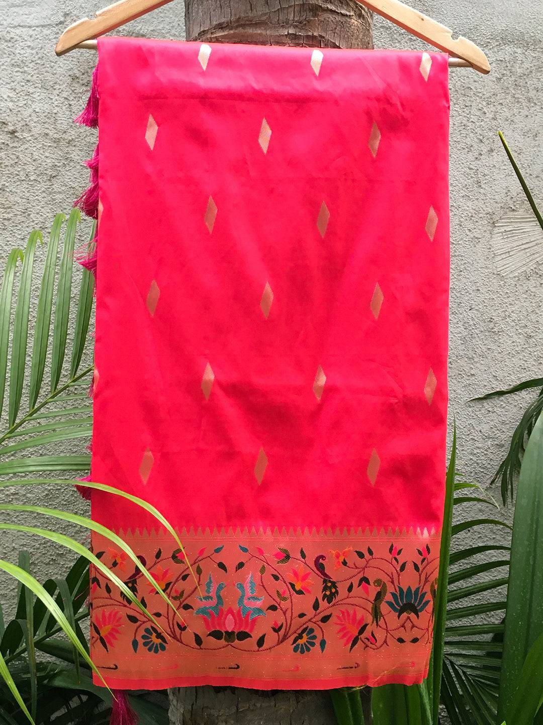 Pink Yevla Paithani Meenakari Saree by My Store