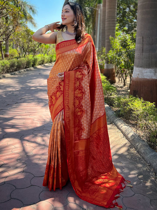 Latest One Gram Gold Tissue Kanjivaram Soft Silk Saree by My Store