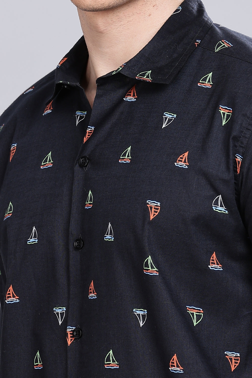 Navy Boat Club Printed Shirt