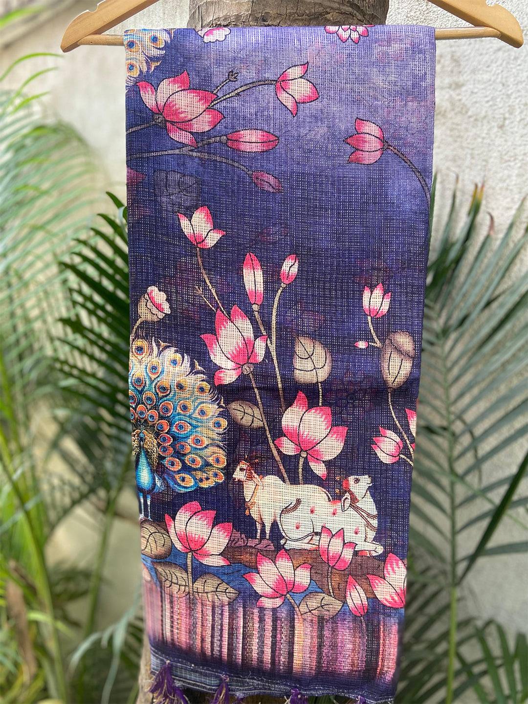 Latest Soft Kota Doriya Silk Saree with Pichwai Prints and Rich Pallu by My Store